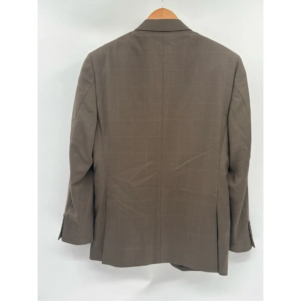 Jos. A Bank Blazer Travelers Collection Tailored‎ Fit  Men 42R Brown Check Wool